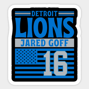 Detroit Lions Goff 16 American Flag Football Sticker